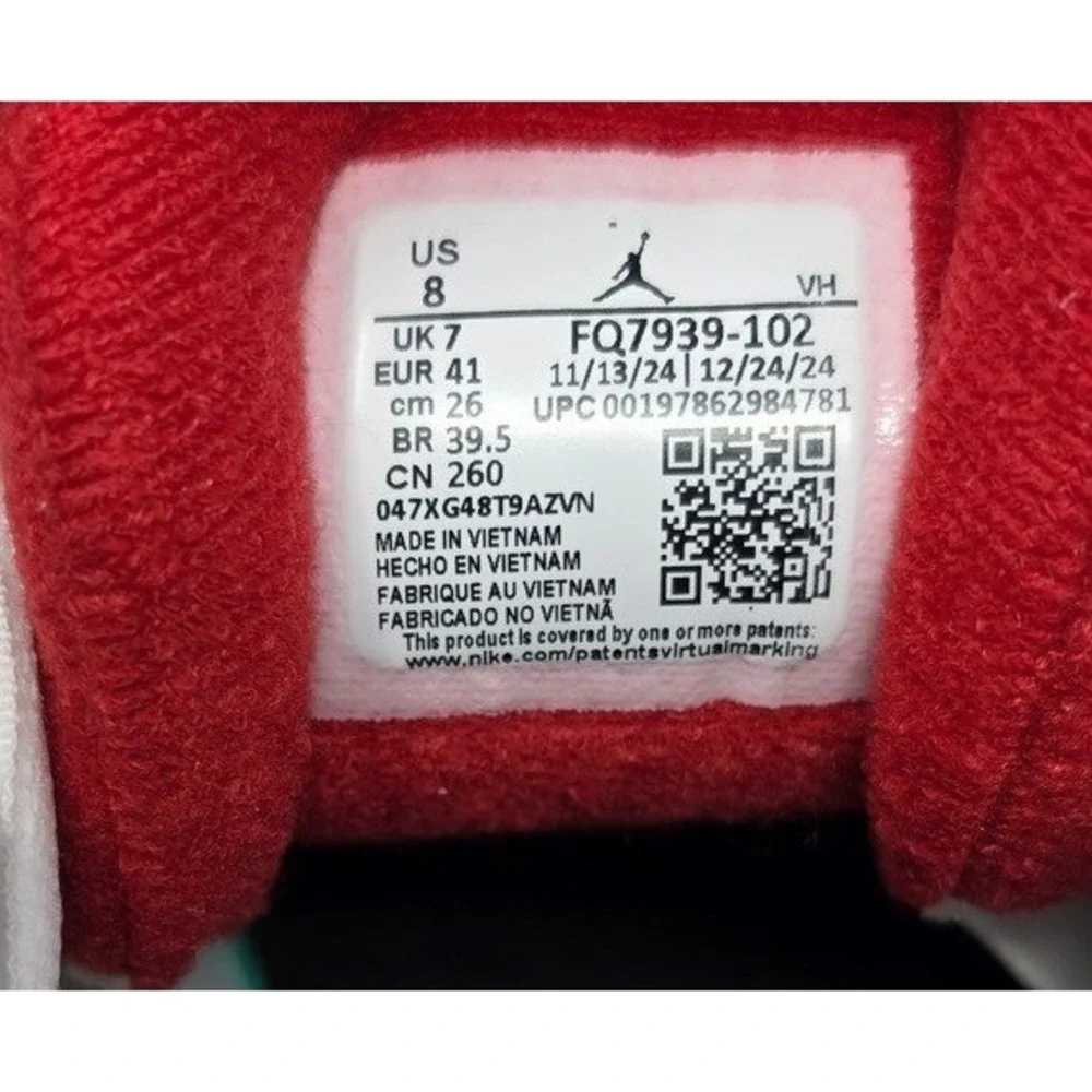 Nike Jordan 4 RM White Fire Red FQ7939-102 Men's Size‎ 8 New